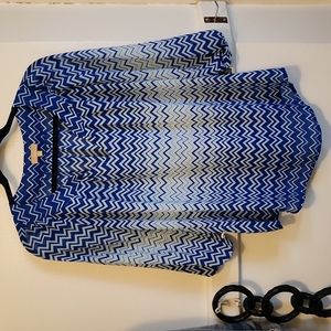 Takara Blue Chevron Print Top-Medium